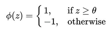 Heaviside step activation function