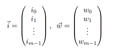 Input and weight vectors