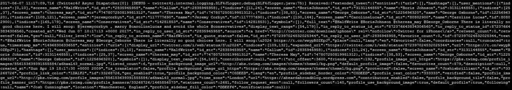 Flume console output