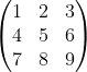 A 3 x 3 matrix of numbers 1 - 9