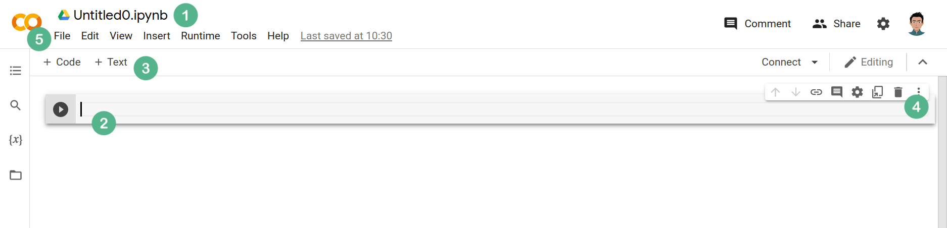 Google Colab notebook web interface
